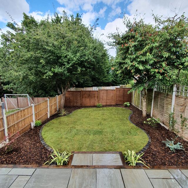 Neatly maintained lawn with fresh borders